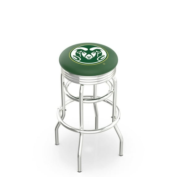 25" L7C3C - Chrome Double Ring Colorado State Swivel Bar Stool with 2.5" Ribbed Accent Ring by Holland Bar Stool Company