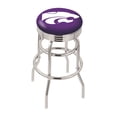 thumbnail image 1 of Holland Bar Stool 25"" L7C3C - Chrome Double Ring Kansas State Swivel Bar Stool with 2.5"" Ribbed Accent Ring, 1 of 2