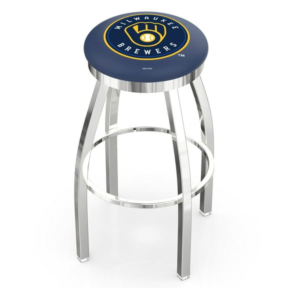 25" L7C3C - Chrome Double Ring South Dakota State Swivel Bar Stool with 2.5" Ribbed Accent Ring by Holland Bar Stool Company