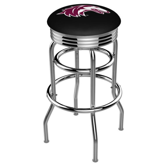 25" L7C3C - Chrome Double Ring Southern Illinois Swivel Bar Stool with 2.5" Ribbed Accent Ring by Holland Bar Stool Company