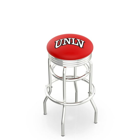 25" L7C3C - Chrome Double Ring UNLV Swivel Bar Stool with 2.5" Ribbed Accent Ring by Holland Bar Stool Company