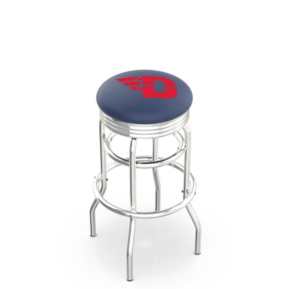 25" L7C3C - Chrome Double Ring University of Dayton Swivel Bar Stool with 2.5" Ribbed Accent Ring by Holland Bar Stool Company