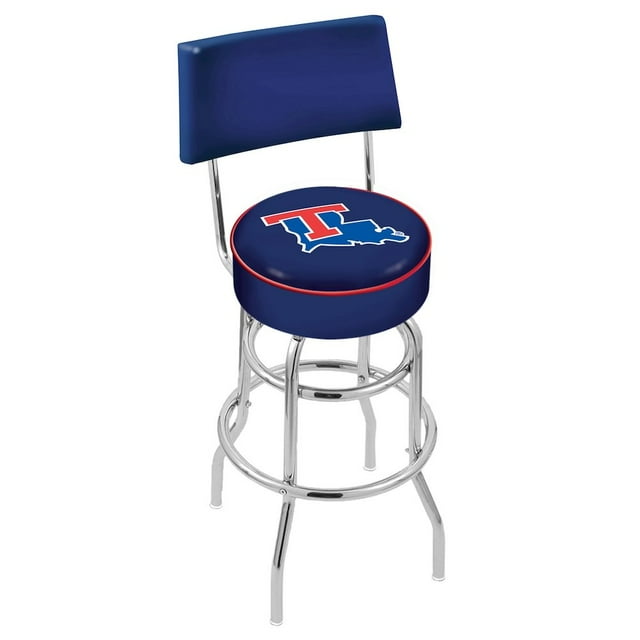 25" L7C4 - Chrome Double Ring Louisiana Tech Swivel Bar Stool with a Back by Holland Bar Stool Company
