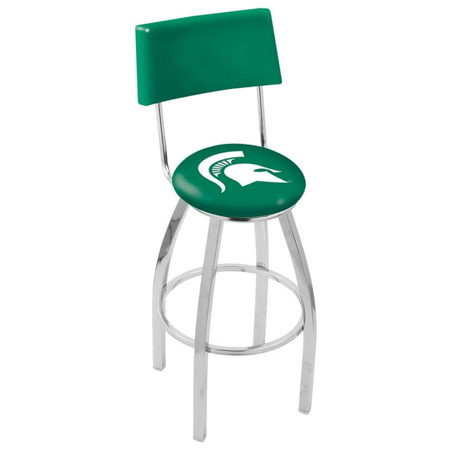 25" L8C4 Chrome Michigan State Swivel Bar Stool with a Back by