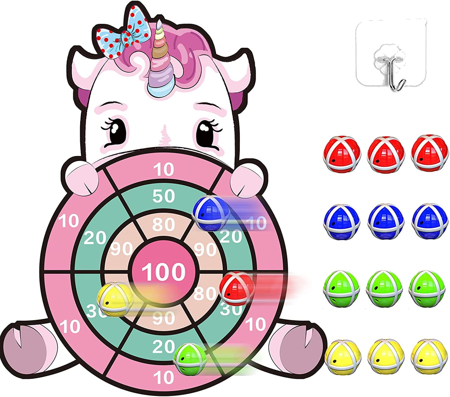 25" Large Dart Board Kids Toys for Age 4-8,Dart Board Game with 12 Sticky Balls Safe Classic Felt Dart Board, Birthday Christmas Gifts Stocking Stuffers for 8-12 Year Old Girls