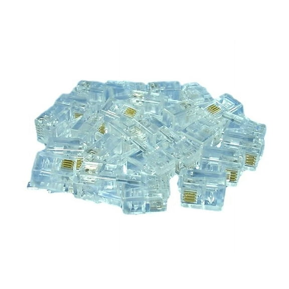 Leviton C0257-C Replacement Telephone Line Cord Ends, 4-Wire, RJ11 Modular Phone Plug, Clear (Pack of 25)