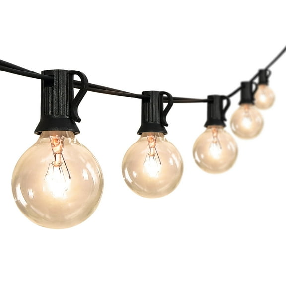 JONATHAN Y 25-Light Indoor/Outdoor 25 ft. Contemporary Rustic Incandescent G40 Bistro Globe Bulb String Lights, Black