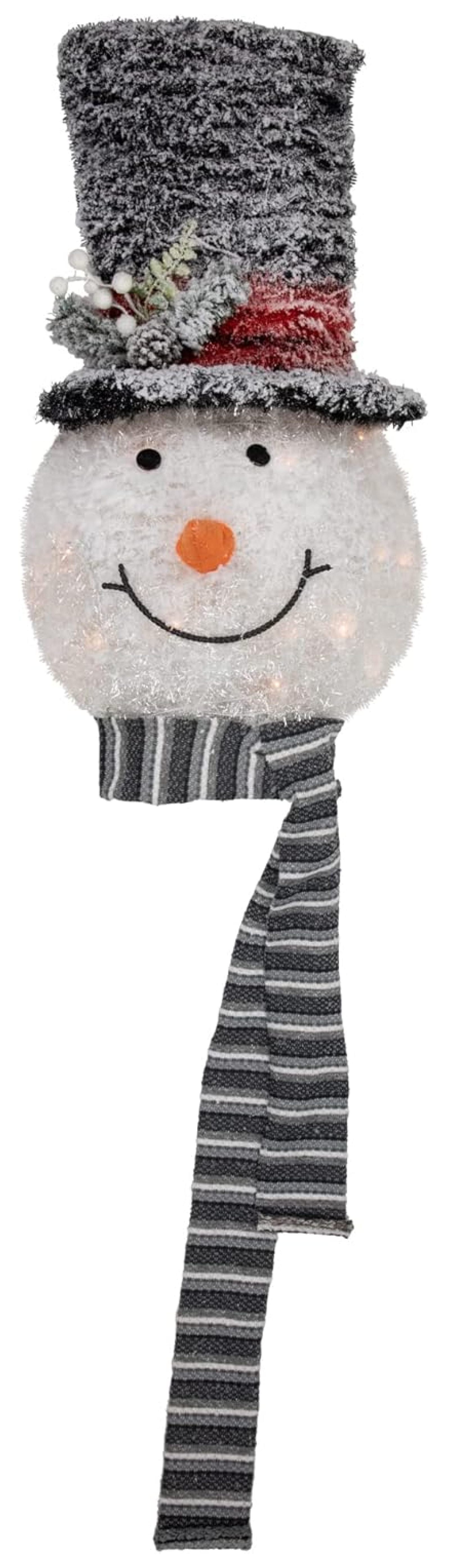 25" Lighted Snowman with Black Frosted Top Hat Christmas Tree Topper