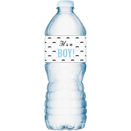 25 Little Man Water Bottle Labels; Waterproof Water Bottle Wrappers; Its a Boy Water Bottle Stickers Labels Decorations for Baby Shower, Sprinkle, Birthday
