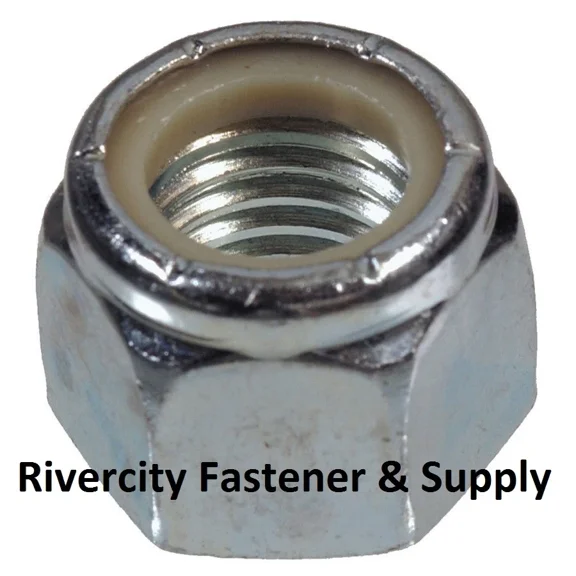 (25) M10-1.5 Coarse Thread Nylon Insert Lock / Stop Nut Zinc Plated 8.8 M10X1.5