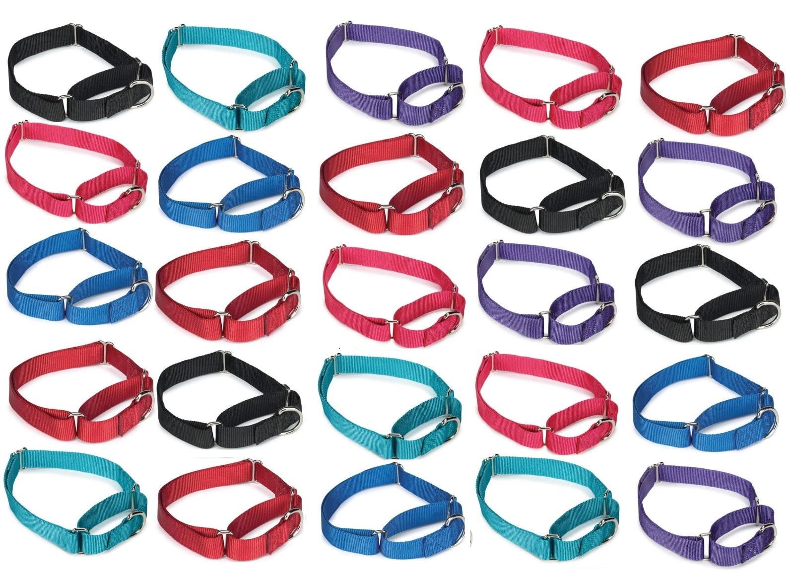 25 Martingale Dog Collar Bulk Packs Shelter Rescue Vet Assorted Colors Pick Size (Small - 10 to 16 inch)