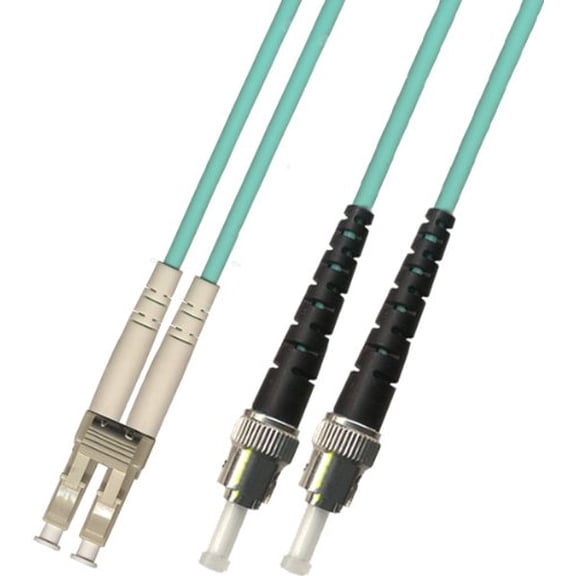 25 Meter 10Gb OM3 Multimode Duplex Fiber Optic Cable (50/125) - LC to ST - Aqua