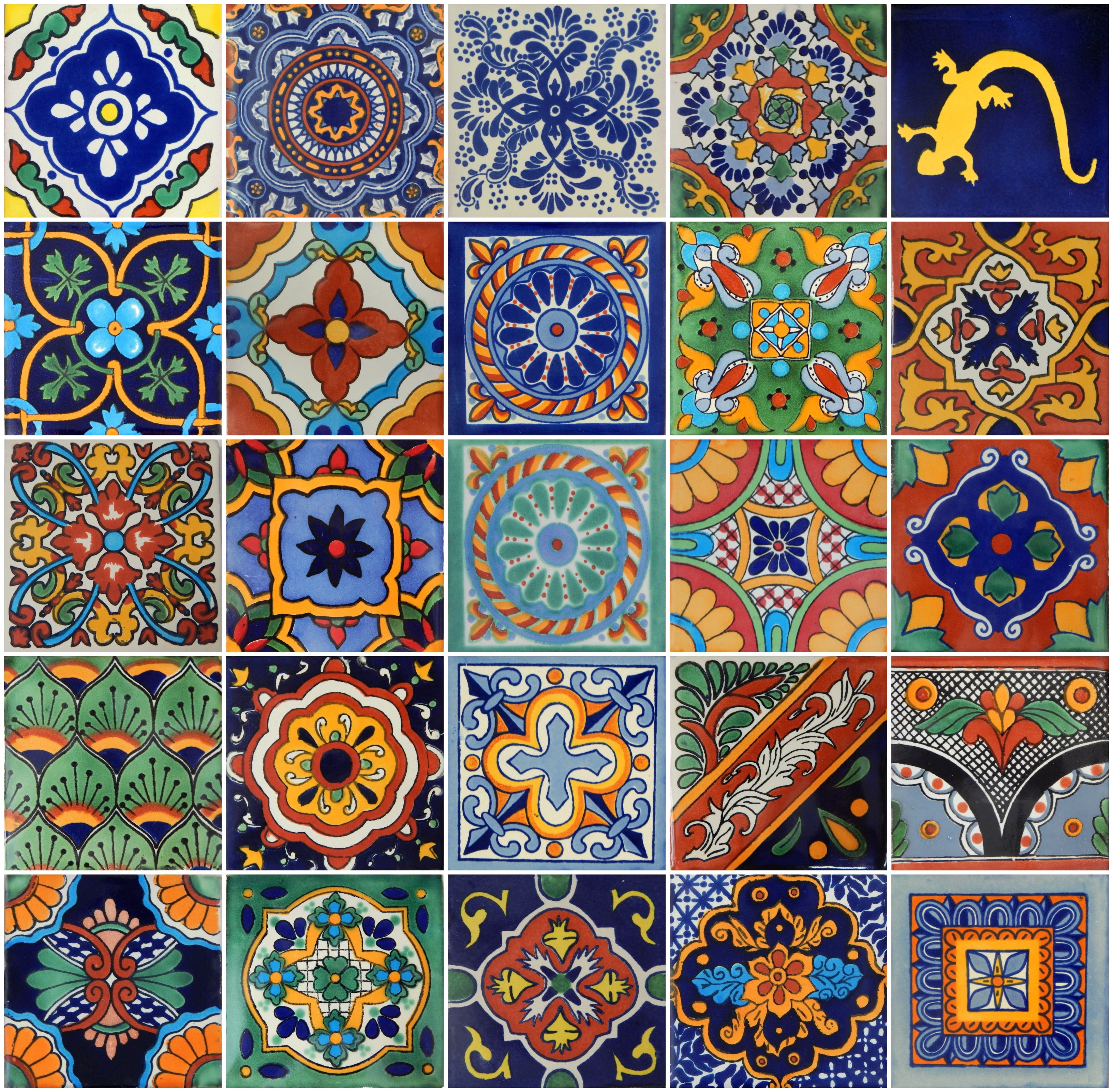 Color y Tradicion 4 x 4 Multicolour Ceramic Wall Tiles, for countertops, backsplash 25 Piece