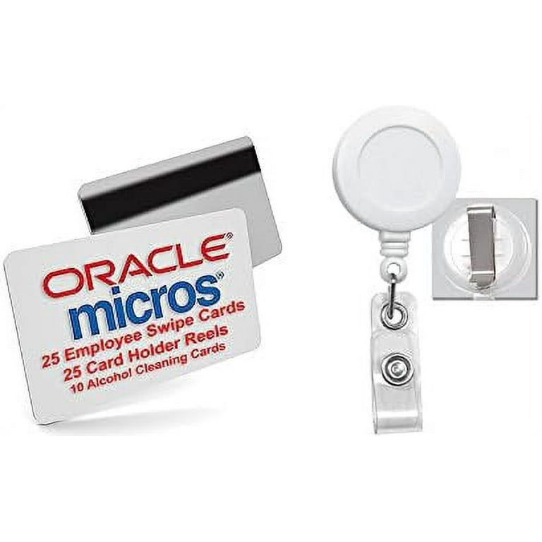 25 Micros Server Swipe Cards 25 Card Holder Badge Reels 