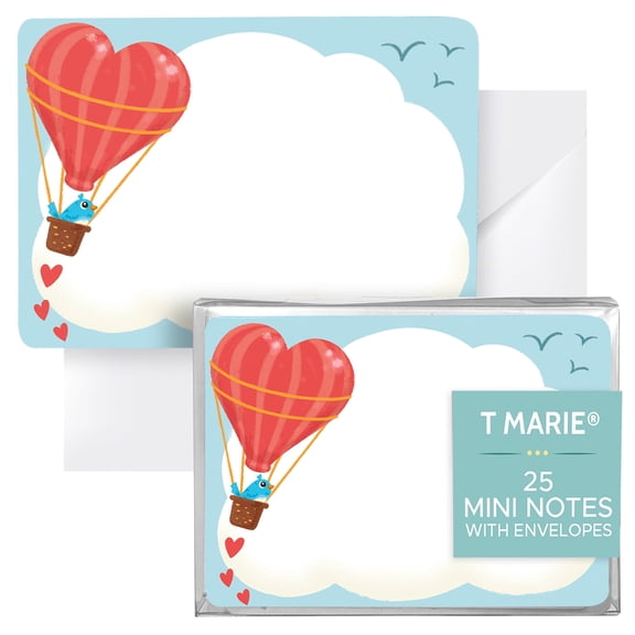 25 Mini Note Cards with Envelopes - Heart Gift Tags for Valentines Day, Birthday, Thank You Cards and Everyday Notes - Greeting Cards for Love Notes, Gift Cards, Cute Lunchbox Messages and More