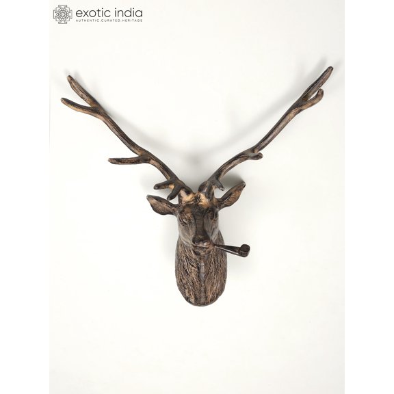 25" Modern Deer Statue with Sigar | Wall Hanging