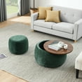 25"Modern Round Ottoman, 2 in 1 Function Work as End table, Upholstered