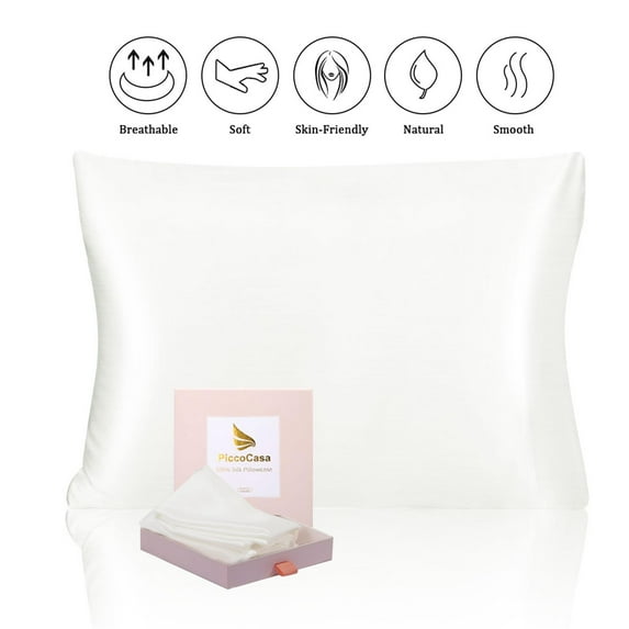 25 Momme Silk Pillowcase for Hair And Skin With Gift Box With Envelope Closure Standard White