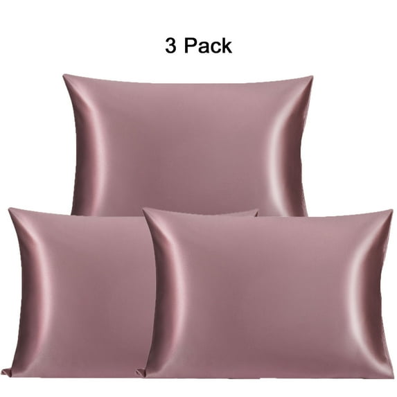 PiccoCasa 25 Momme Silk Pillowcases for Hair and Skin 3 Pieces Pillow Covers Mauve Standard/20"x26"