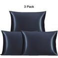 thumbnail image 1 of 25 Momme Silk Pillowcases for Hair and Skin 3 Pieces Mulberry Pillow Covers Navy King/20"x36", 1 of 8