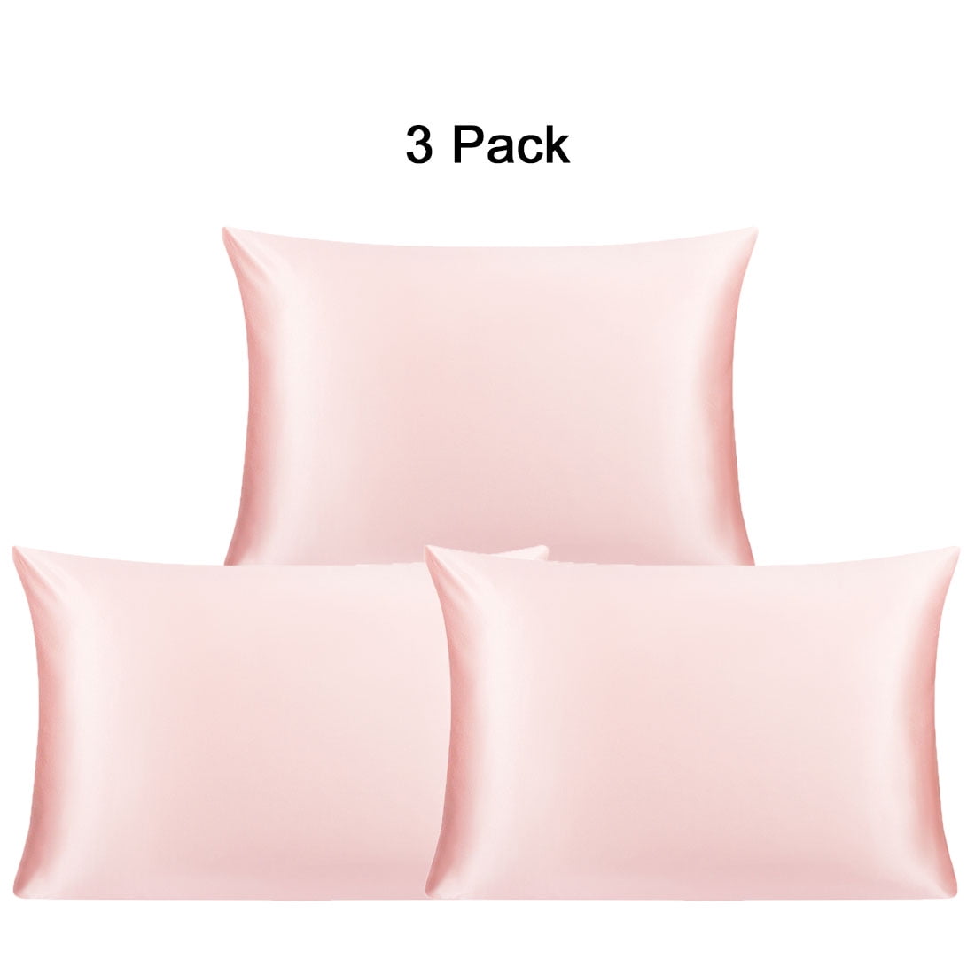 PiccoCasa 25 Momme Silk Pillowcases for Hair and Skin 3 Pieces Pillow Covers Pink Standard/20"x26"