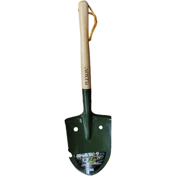 25" Multifunctional Camping Shovel with Saw, Bottle Opener, Side Blade & Hexagonal Wrench