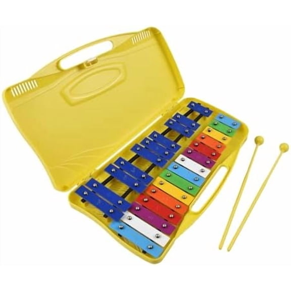 25 Notes Glockenspiel Xylophone Colorful Metal Keys Percussion Rhythm Musical Instrument with 2 Mallets Handheld Case Gift for Beginners$$Musical Instruments
