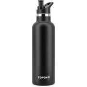 25 OZ Hydro Double Wall Flask Stainless Steel Water Bottle, Bite Valve Top, Vacuum Insulated, Sweat Proof, Leak Proof Sports Thermos. Standard Mouth 25oz, BPA-Free, Keep Cold 24 Hours black2pc