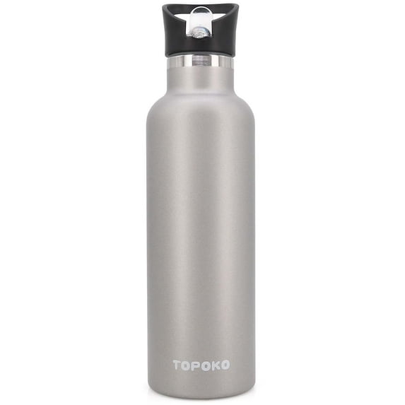 25 OZ Vacuum Insulated Stainless Steel Double Wall Leak Proof BPA Free Sport Bottle Gray with Straw lid