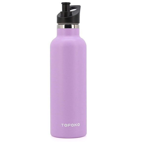 25 OZ Vacuum Insulated Stainless Steel Double Wall Sport Bottle Sweat Proof, Leak Proof, Hot or Cold, Vacuum Seal Cap, Reusable Travel Mug & Water Bottle. (Purple Bite Valve)