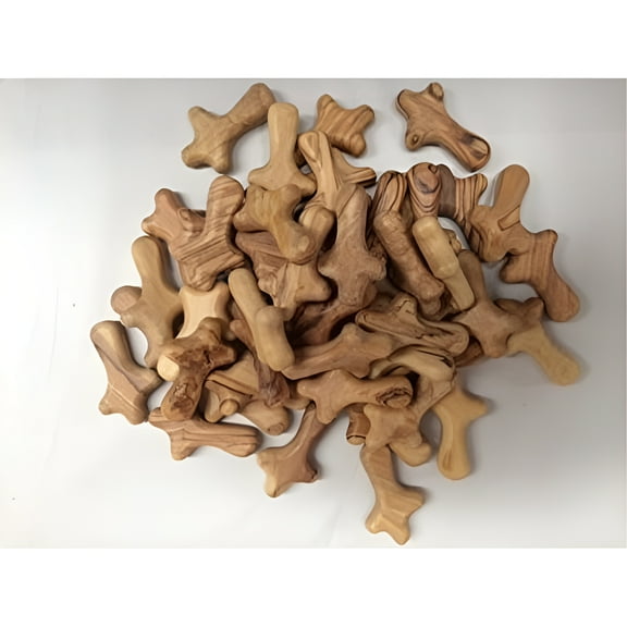 25 Olive Wood Small Pocket - Holding Crosses