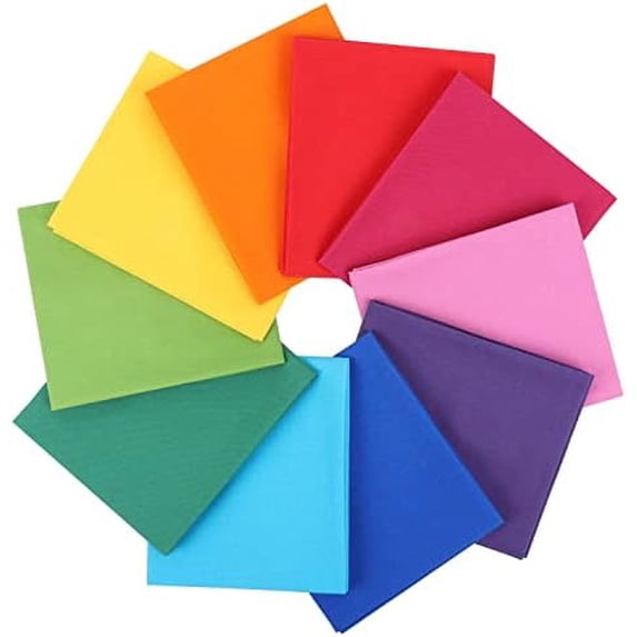 -25 Options- 100% Cotton Quilting Fabric Bundles 10pcs Fat Quarters 18”x21”-Medium Weight 5.2 oz- Soft Cotton for Quilting, Sewing Project, Patchwork, DIY Crafts – Rainbow Colors