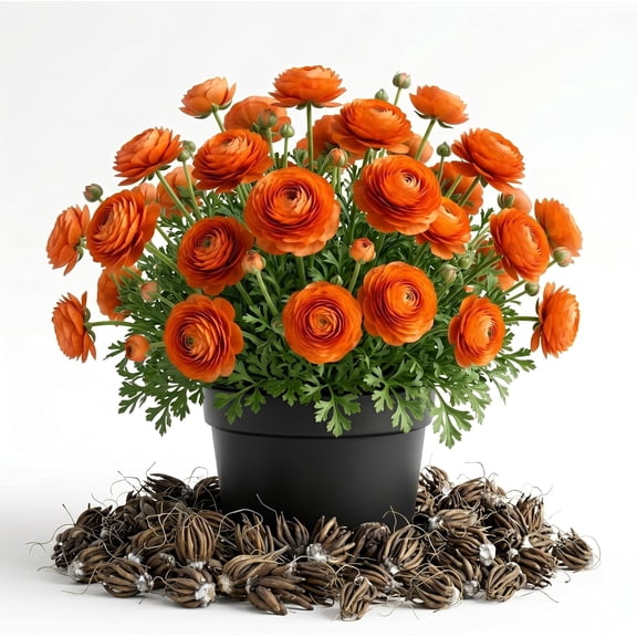 25 Orange Ranunculus Bulbs for Spring Planting, Summer Flowering Buttercup Corms Peony Ranunculus Flower Bulbs