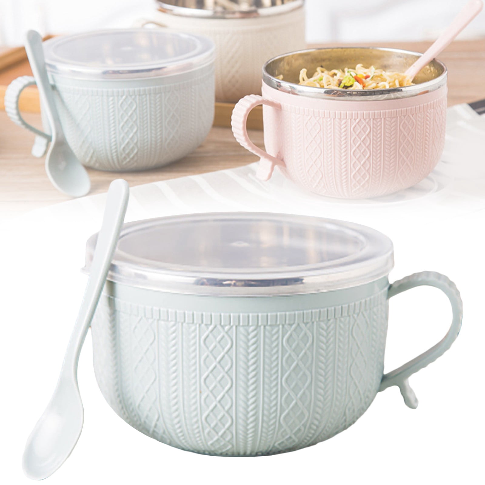25 Oz Mug Meals with Lid,Ramen Bowl, 2026 New Christmas Meal Mugs Set, Double-Layer Heat-Resistant Bowl, Soup Mug With lid, Use-Friendly Ramen Bowl Large Soup Mugs with Plate, For Coffee, Soups