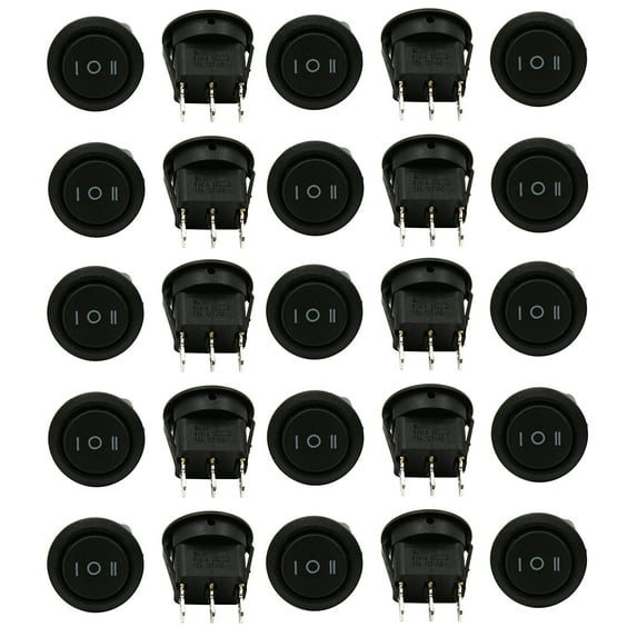 25 PACK 6A 250V 10A 125V ON/OFF/ON 3 POSITION MINI ROUND ROCKER SWITCH 12V SPDT