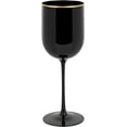 thumbnail image 1 of (25 PACK) EcoQuality Plastic Black Wine Glasses with Gold Rim - 12 oz Wine Cups with Stem, Disposable Shatterproof Wine Goblets, Reusable, Elegant Drink Cups Tumbler for Weddings, Parties, Receptions, 1 of 4