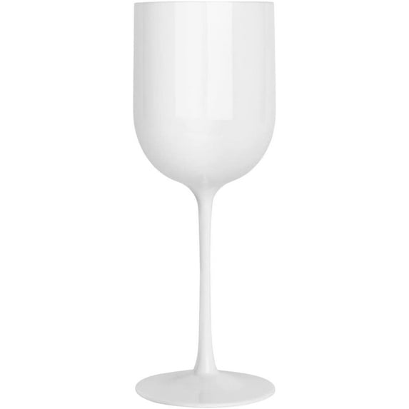 (25 PACK) EcoQuality White Plastic Wine Glasses - 12 oz Wine Glass with Stem, Disposable Shatterproof Wine Goblets, Reusable, Elegant Drink Cup Tumbler, Weddings, Party, Dinner, Baby Showers