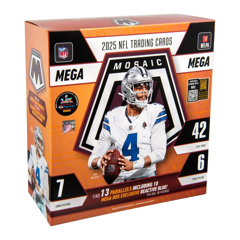 Panini, 25 Panini Mosaic Football Mega Box, Pack of 25 - Walmart.com