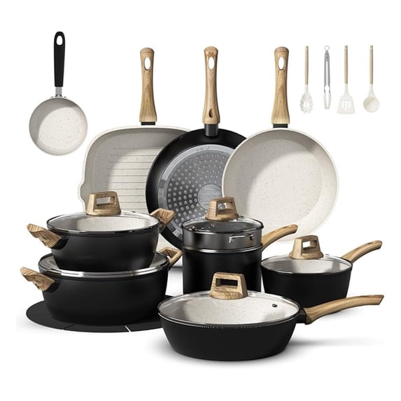 25-PC Pots and Pans Set Non Stick Ceramic Cookware Set, Healthy Non ...