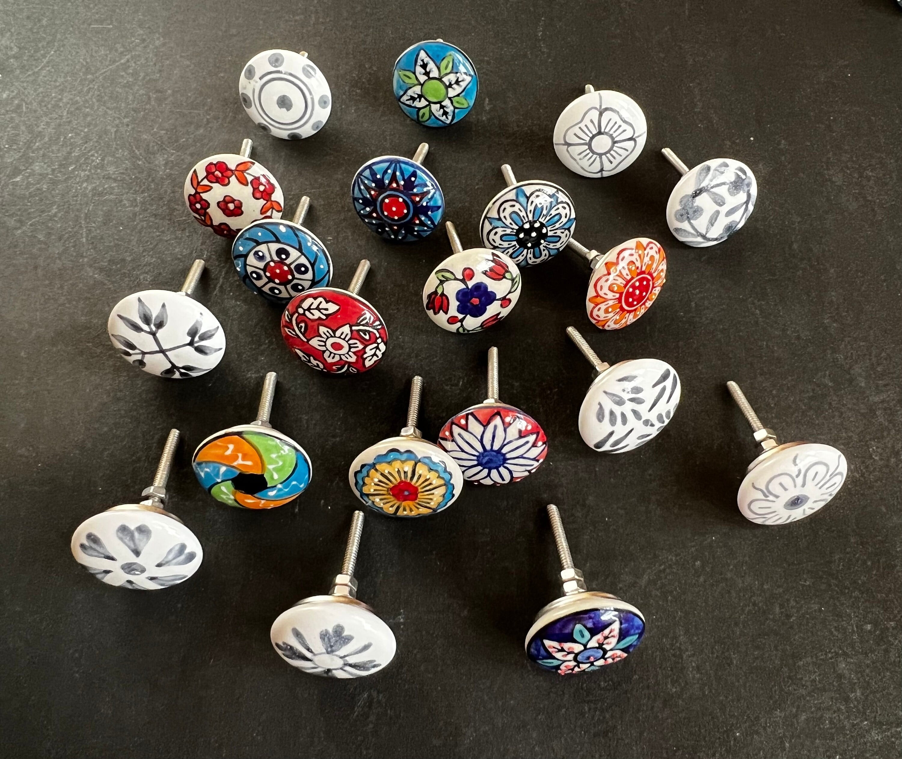 25-Pack Designer Ceramic Knobs for Furniture | Easy-to-Install Cabinet Pulls | Includes Hardware