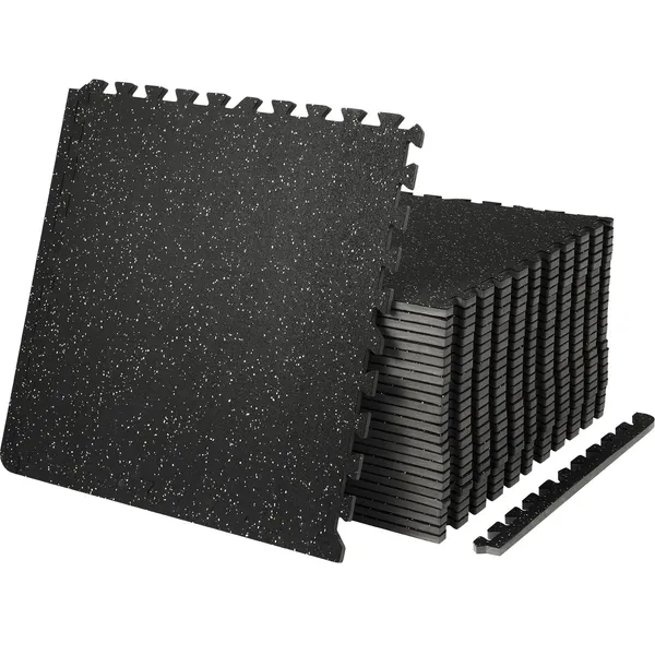 25 PCS 1/2 Inch Thick 24x24 Inch EVA Foam Rubber Top Interlocking Gym Floor Mats 100 Sq Ft Coverage Waterproof Exercise Puzzle Flooring for Home Garage Basement
