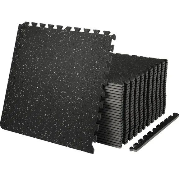 25 PCS 1/2 Inch Thick 24x24 Inch EVA Foam Rubber Top Interlocking Gym Floor Mats 100 Sq Ft Coverage Waterproof Exercise Puzzle Flooring for Home Garage Basement