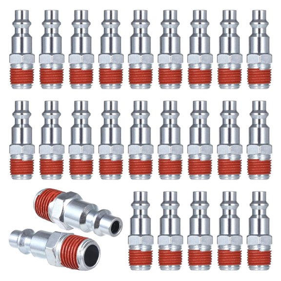 25 PCS 1/4 Inch NPT Male Industrial Air Plugs, Quick Connect Adapters for Air Compressors