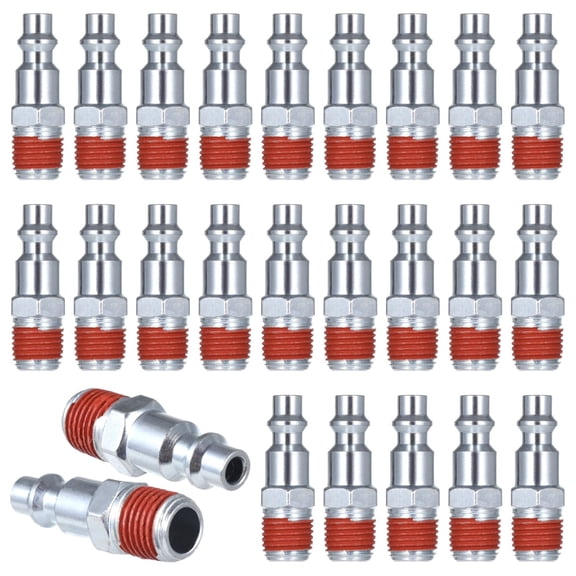 25 PCS 1/4 Inch NPT Male Industrial Air Plugs, Quick Connect Air Hose Repair Plugs, 300 PSI Zinc Plated Iron Plugs for I/M/D Type Air Coupler & Pneumatic Tools