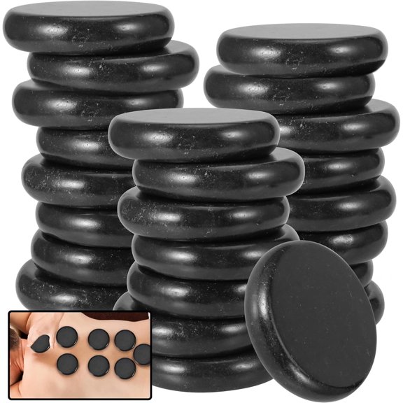 25 PCS 3.15 Inches Basalt Massage Stones, Hot Stones for Massage, Black Massage Rocks Round Basalt Stones Hot Rocks Set for Spa, Relaxing, Healing, Tension Relief