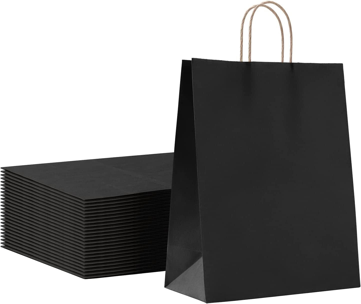  MESHA Paper Gift Bags 5.25x3.75x8 Black Small Paper Bags with  Handles Bulk,100 Pcs Kraft Paper Bags for Small Business,Wedding Party  Favor Bags : Health & Household