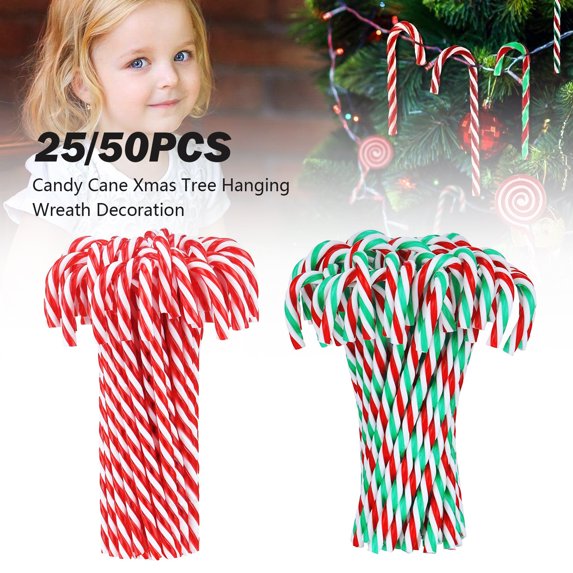 25 PCS Christmas Candy Cane Decorations Ornaments,Plastic Candy Cane Christmas Tree Hanging Ornaments for Christmas Holiday Home Decor By SYWAN