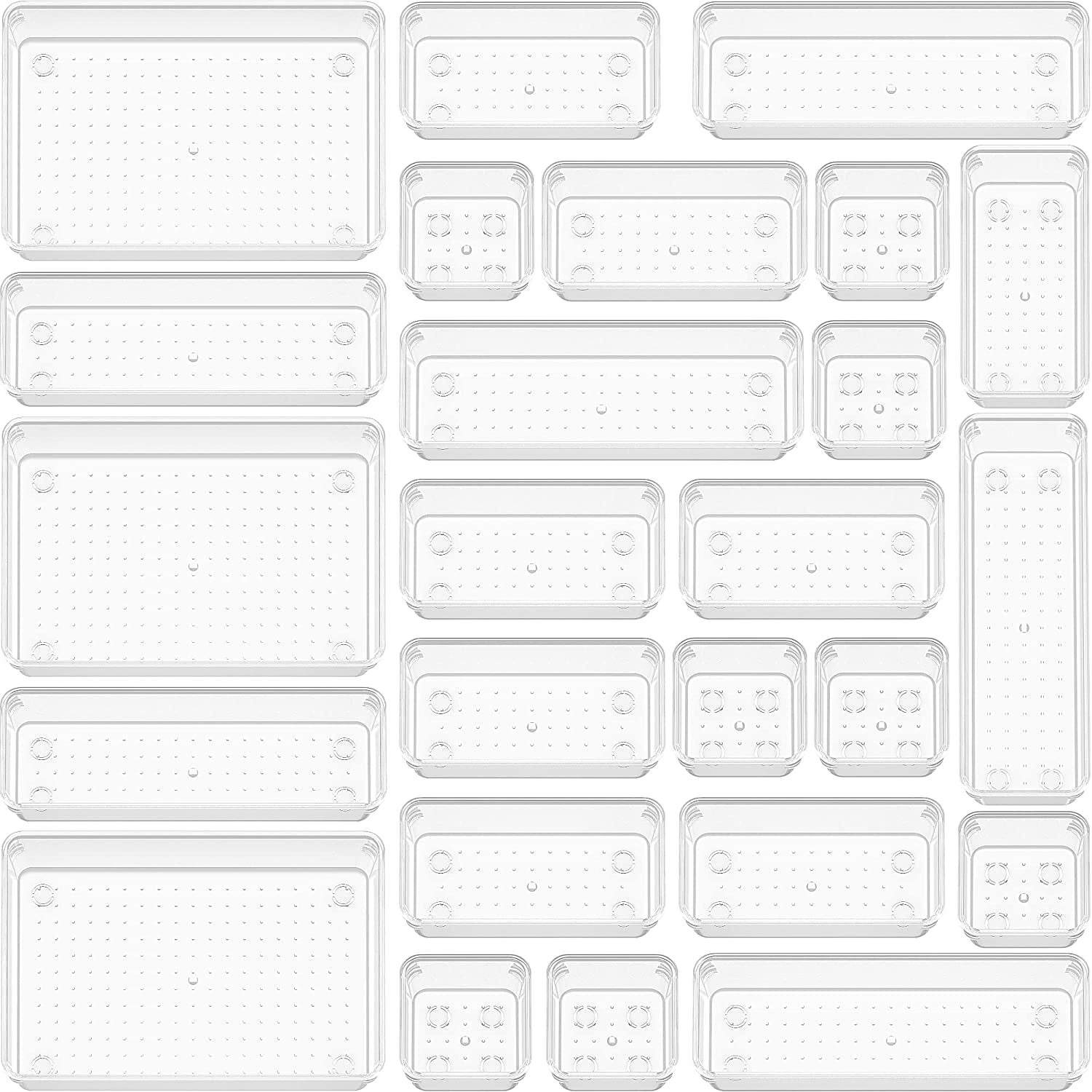 5-Pack Clear Drawer Organizer Bins | 12x3x2 Inch Transplastic Trays | Vanity & Desk Storage - View #4