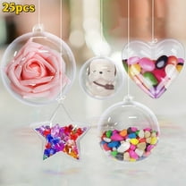 25 PCS DIY Clear Fillable Christmas Ornaments, Customizable Plastic Craft Balls for Homemade Decor & Gift Making