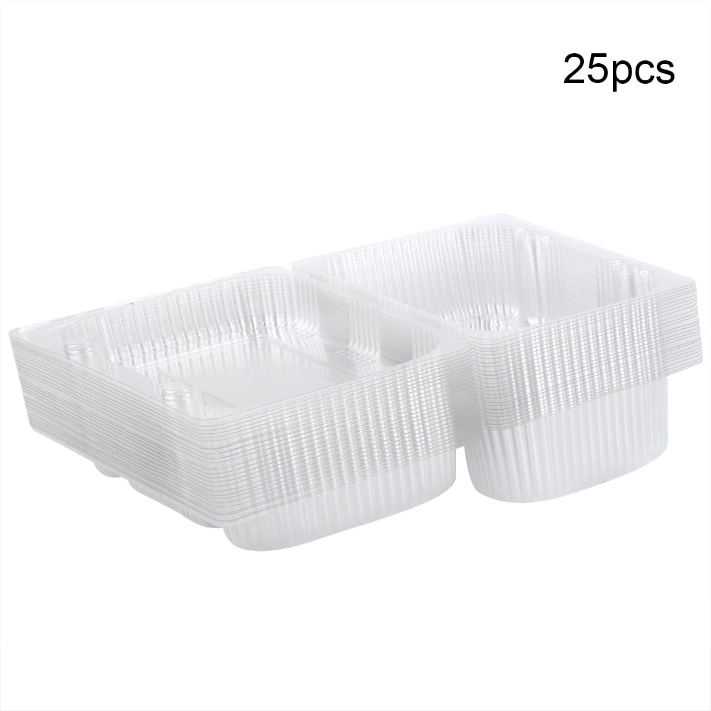 25 PCS Disposable Plastic Hinged Loaf Container Food Fruit Storage Box 25-pcs-disposable-plastic-hinged-loaf-container-food-fruit-storage-box